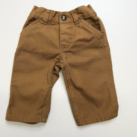 Carhartt Carpenter Pants Baby Size 3 Months 3M Brown Snap Elastic Child Youth - Picture 1 of 7